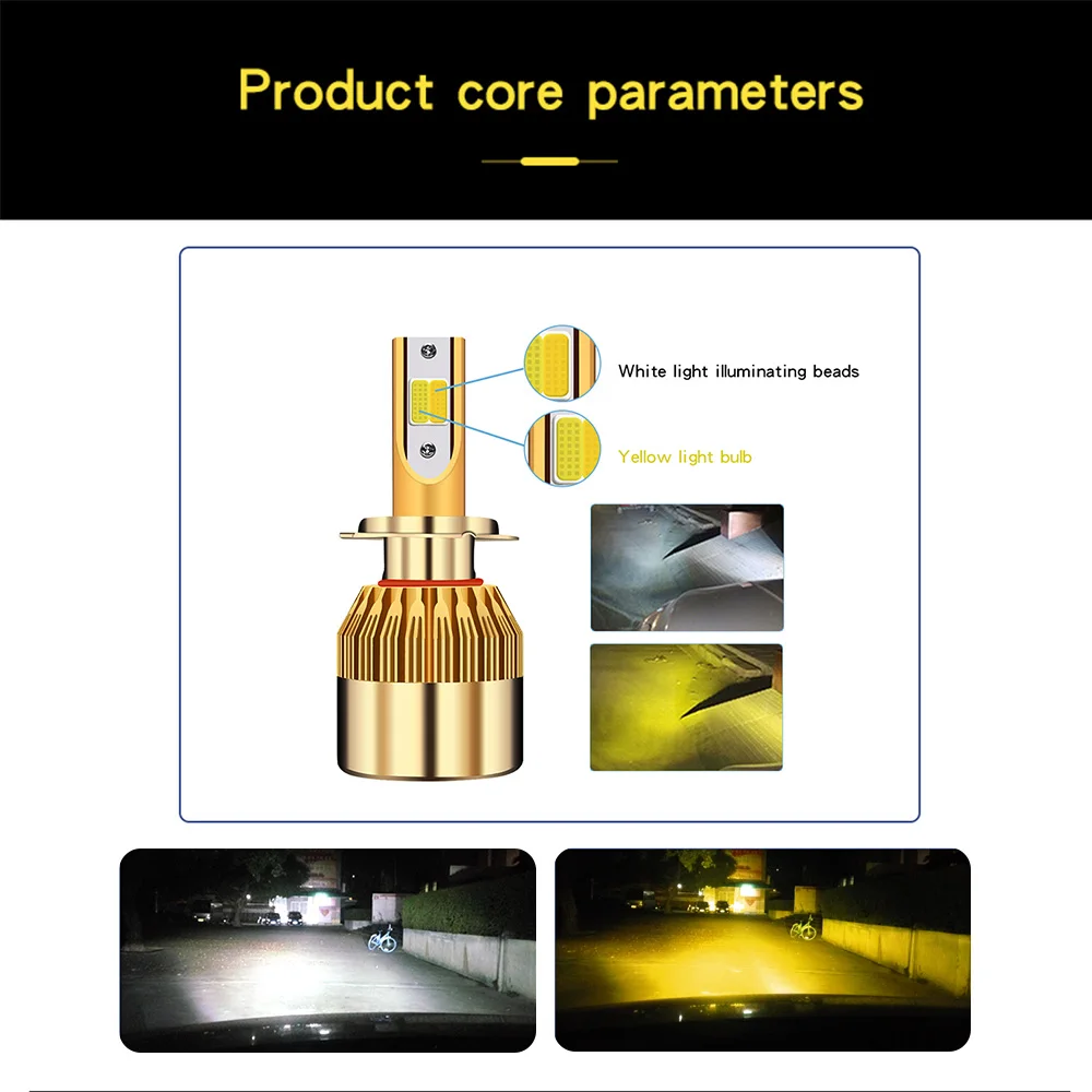 H4 светодиодные фары h1 h3 h7 h11 hir2 9012 9005 9006 hb3 hb4 880 881 CANBUS h11 led COB машинные огни светодиодные лампы фар Комплект 72 Вт 6000 К c6