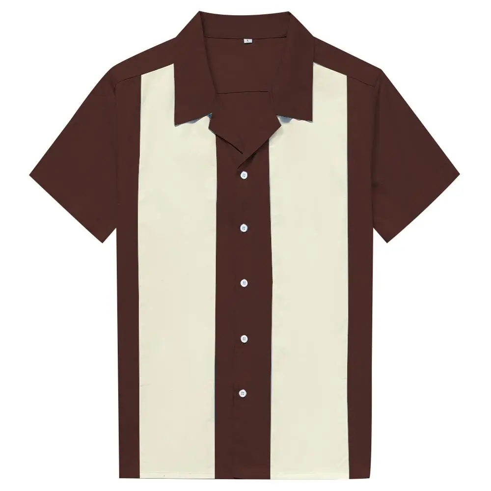 Jofemuho Mens Short Sleeve Rockabilly Retro 50s Shirts Casual Bowling Shirt