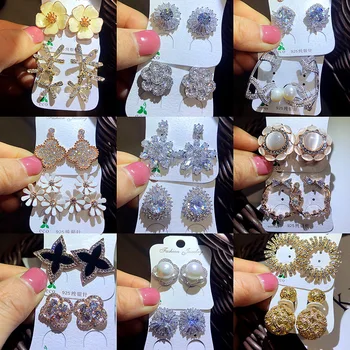 

30 Pairs/lot top quality fashion women earring lot wholesale luxury zircon women wedding earring jewelry lot 201108-85