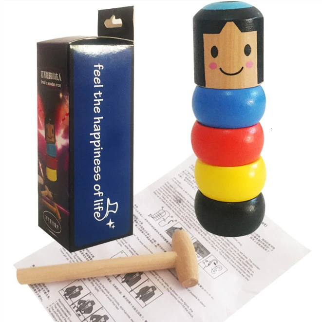 

New Unbreakable Wooden Man Magic Toy Immortal Daruma Magic Tricks Close Up Stage Magic Props Fun Toy For Chirdren Funny Gift