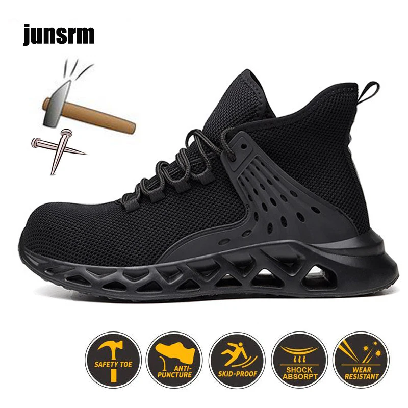 Lightweight safety shoes outdoor breathable  non slip EVA waterproof Steel toe cap puncture proof Men's sports boots work shoes