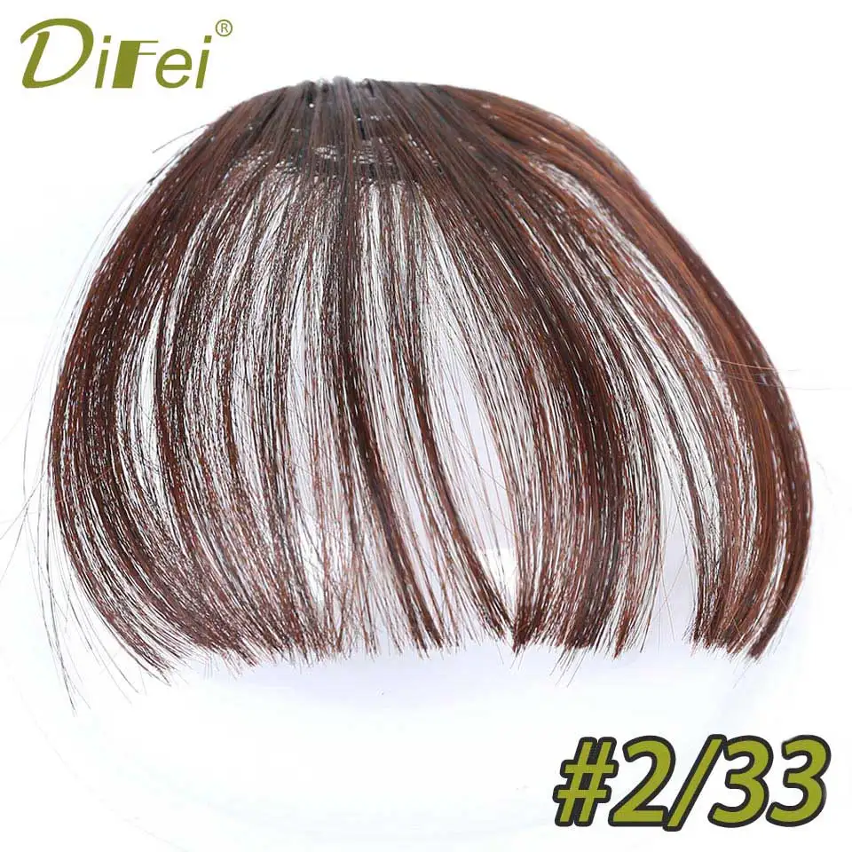 Передние накладные волосы с бахромой, тонкие, тупые, на заколках, синтетические накладные волосы для женщин, высокотемпературное волокно DIFEI - Цвет: 1B/30HL