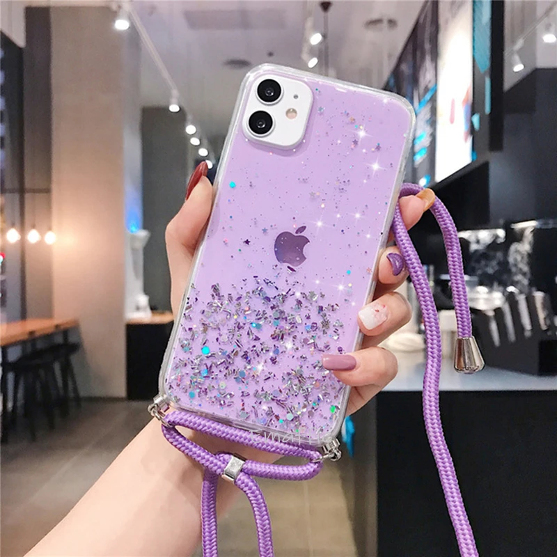 xiaomi leather case chain Necklace Strap Case for Xiaomi Poco X3 NFC F2 Pro Crossbody Lanyard Case Xiaomi Mi Note 10 Lite Ultra 10T Pro Glitter Case Cover xiaomi leather case chain