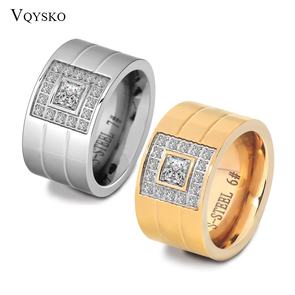 Женское кольцо серебристого цвета с белым камнем 12 мм|engagement ring|wide ringring jewelry |