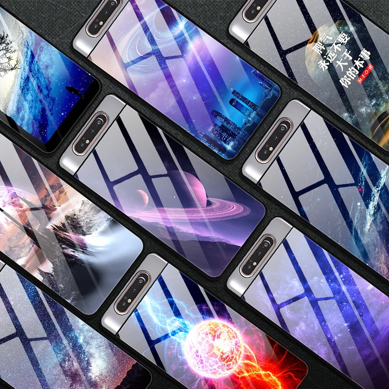 Для samsung A80 чехол закаленного стекла Звездный космический жесткий чехол для samsung Galaxy A80 A805F SM-A805F TPU бампер A 80 чехол для телефона
