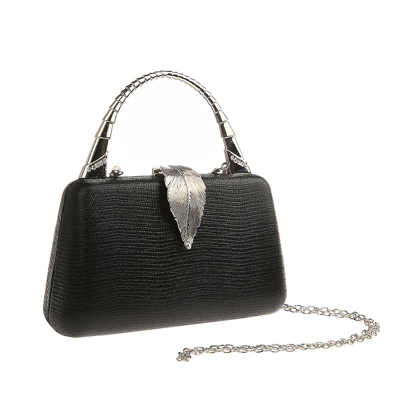 Luxy Moon Black Leather Hand Clutch Front View