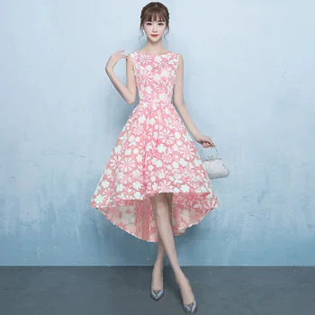 

Pink Women O-Neck Short Sleeveless Party Dress Fashion Wedding Evening Banquet Evening Prom Elegant Gown Vestido XS-XXL