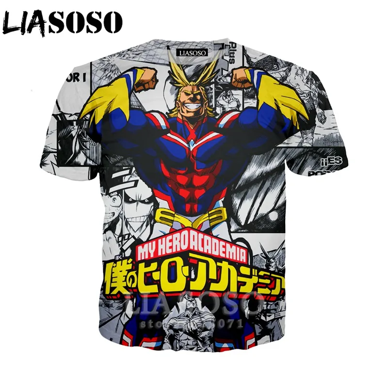 

LIASOSO Men Women Sweatshirt 3D Print Anime My Hero Academia All Might Shigaraki Tomura T Shirt Short Sleeve Top Pullover A281
