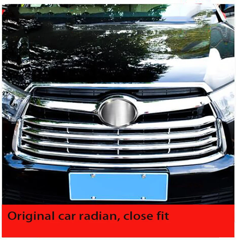 Аксессуары подходят для TOYOTA HIGHLANDER KLUGER Хром передний капот Гриль для губ литье Крышка отделка бар Гарнир