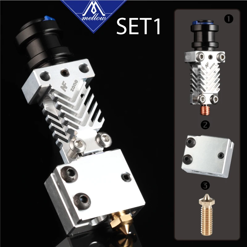 Hotend com Ventilador de Refrigeração para Bowden Mellow Impressora Zona-vulcão Aquecedor Bloco Kit E3d v6 J-head Extrusora Vulcão Bico 3d nf - Imagem 3