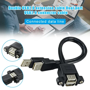 

Dual USB 2.0 Extension Cable with Screw Mount Hole Portable Accessories for Home Office GK99