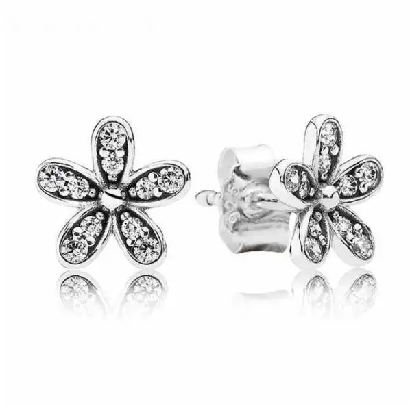 Оригинальные 925 пробы серебряные серьги Ослепительная Маргаритка с кристаллами серьги-гвоздики для женщин свадебный подарок модные ювелирные изделия