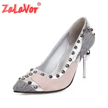 

ZALAVOR Women Fashion Pumps Shoes Stylish Patchwork Mixed Color Shoes Women Special Heels Crystal Rivets Footwear Size 32-48