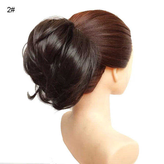 Jeedou Messy Chignon Donut Hair Bun Pad Elastic Hair Rope Rubber Band Synthetic Hairpiece Gary Brown Color S-2