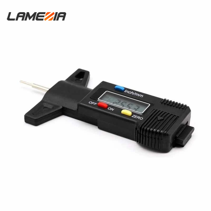 

LAMEZIA 0-25.4mm Plastic Digital Depth Gauge Tread LCD Display Tyre Brake Caliper Micrometer Tool For Wheels