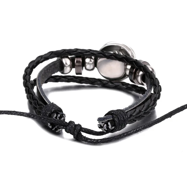 MixMax 12pcs/set 12 Constellations Luminous Handmade Leather Bracelets Snaps Bangles Jewelry Glow in the dark 4