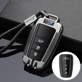 

Genuine leather paste zinc alloy car key case cover for Toyota Camry Corolla CHR Prado RAV4 Prius 2 3 buttons car styling