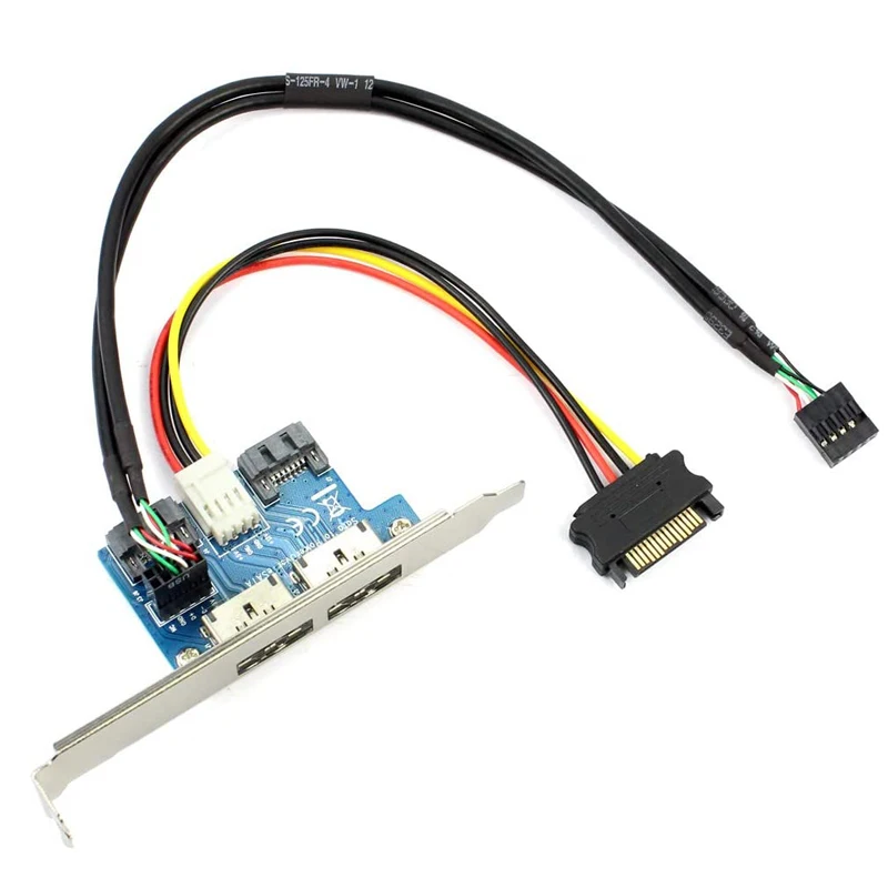 Placa de Expansão Esata Portas Duplas Sata para Essmd Power Over Esata Placa Mãe x Sata e Usb 2.0 Expansor com Capa para pc Cartões para acréscimos - Imagem 2