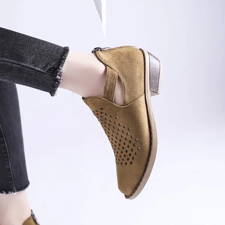 

WOMEN'S Shoes Chunky-Heel Large Size Casual Shoes Shoes bao ban Hollow out Rome Shoe