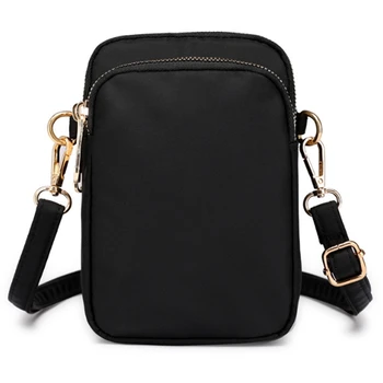 

Crossbody Shoulder Pouch Nylon Travel Passport Cellphone Purse Mini 3 Layers Handbags for Women Girls