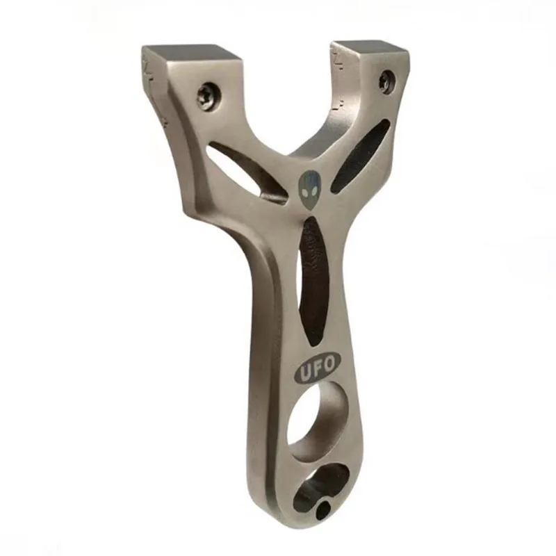 

Stainless Steel UFO Alien Hunting Slingshot with Flat Rubber Band Powerful Handheld Bow New