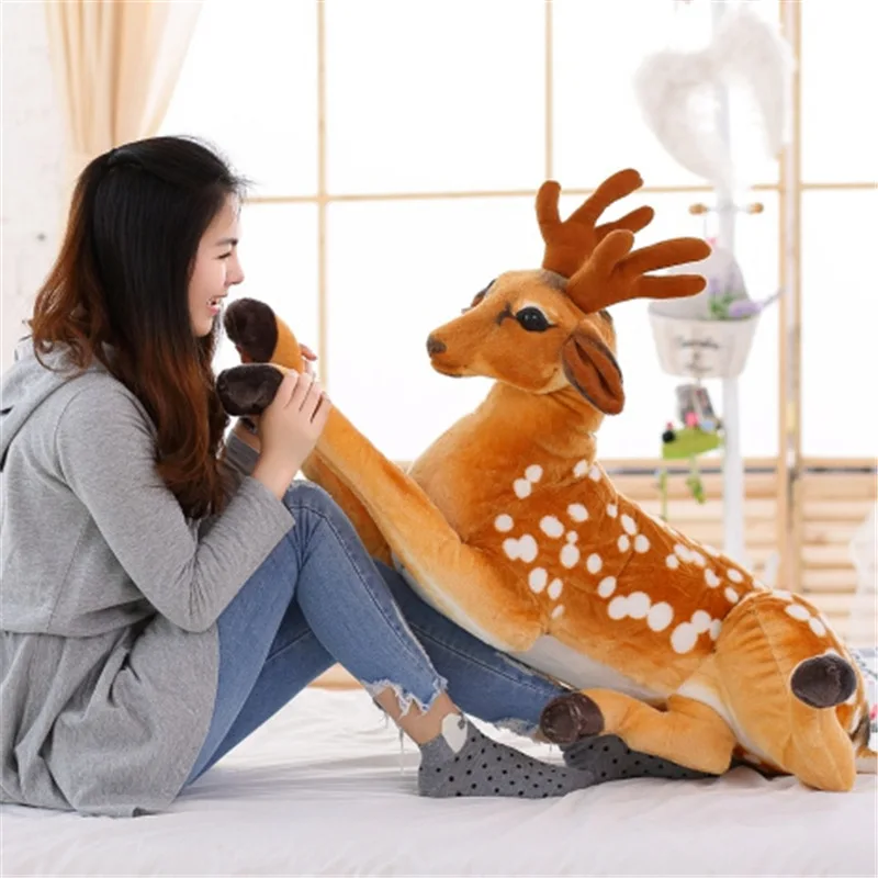 

New Sitting position Simulation Deer Plush Toy pillows Staffed Sika Deer Toy for Kids Baby Doll Children's Birthday Gift M027