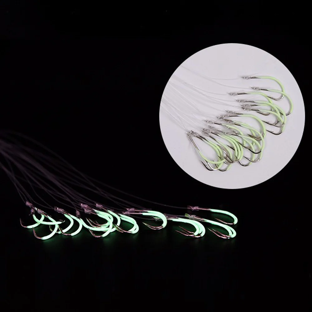 30pcs Luminous Fishing Hook Carbon Steel Pesca Barbed Line Lure Jig Head Fishhooks Fluorescent Tackle | Спорт и развлечения
