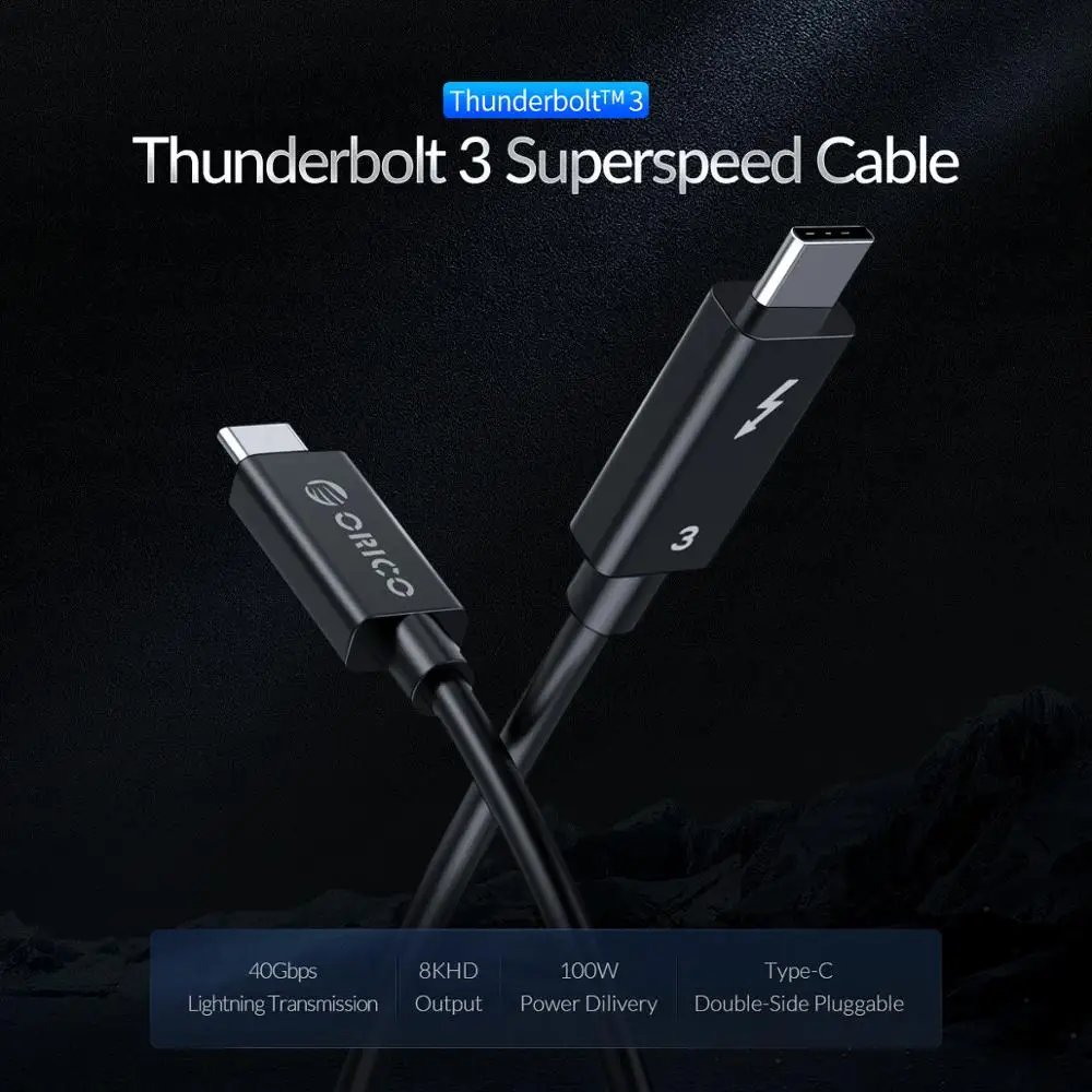 US $28.99 ORICO Thunderbolt 30 Cable USBC To C 40Gbps Data Transfer 8K 60Hz HD 5A 100W For Samsung S10 Xiaomi TypeC Macbooks