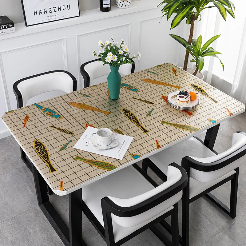 

European style pvc table cloth Printed soft glass waterproof oil-proof coffee table mat customize plastic table protector