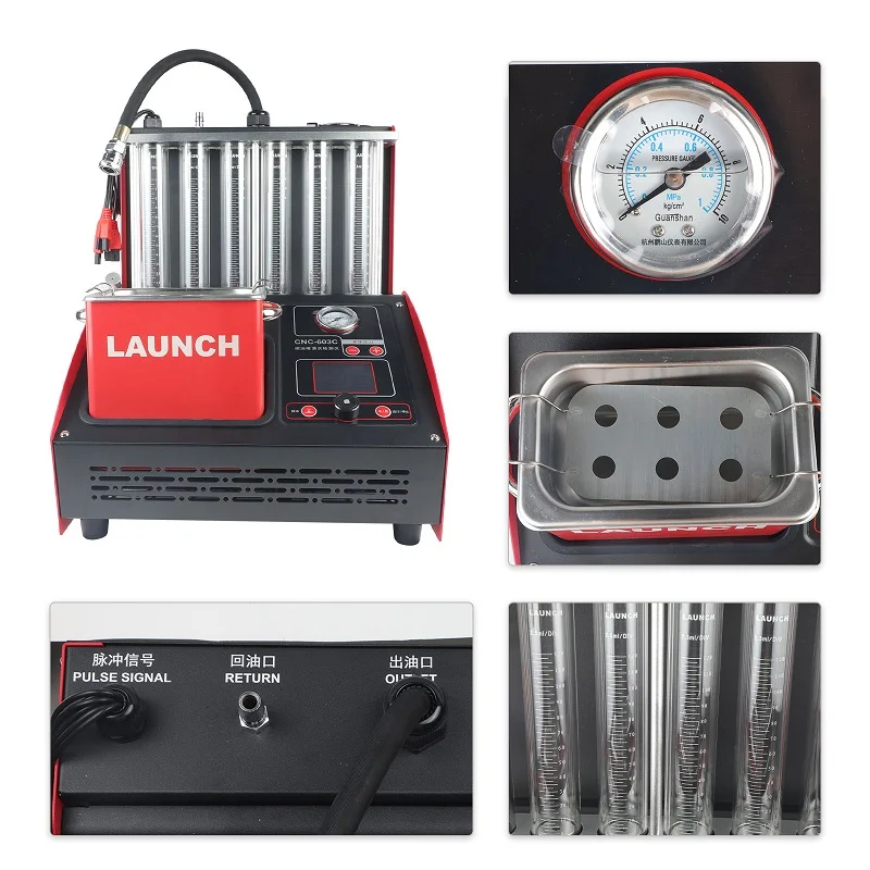 US $599.00 Launch CNC603C Car Fuel Injector Tester Cleaner Machine Injector Flushing Nozzles MultiLanguage Ultrasound Cleaning Equipment