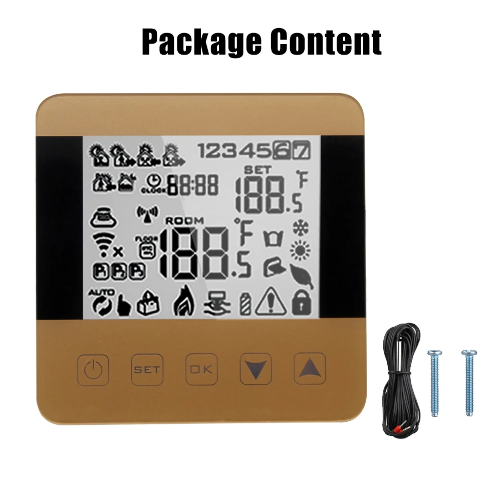  Touch Screen Bedroom Thermostat Electric Floor Heating Temperature Controller Work with Amazon Echo - 4000117091568