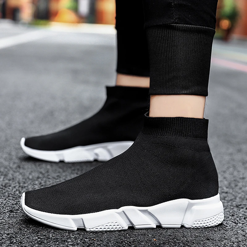 Пара дышащих кроссовок для бега, мужские легкие носки, кроссовки, женские повседневные носки, спортивная обувь для ходьбы и бега, мужская обувь - Цвет: black-white