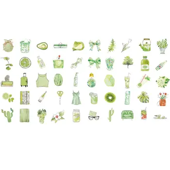 

50Pcs Cute Plant Stationery Stickers Kawaii Drink Stickers Paper Adhesive Stickers For Kids DIY Scrapbooking Diary Photos Albums