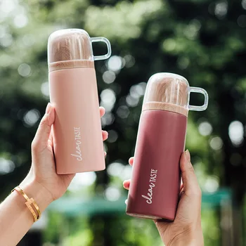 

Creative Thermos Water Cup Stainless Steel Tumbler Keep Hot Water Bottle Coffee Mug Vacuum Flasks with Portable Handle for Girl