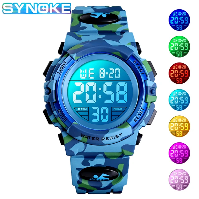 Reloj electrónico para niños y niñas, esfera luminosa, relojes deportivos  militares para niños, reloj Digital multifunción resistente al agua -  AliExpress