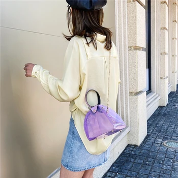 

Transparent PVC Shoulder Messenger Handbags Women Chain Chain Elegant Crossbody Shoulder Bag Triangle Crossbody Bags