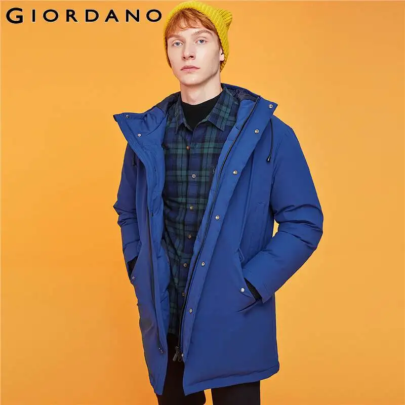 Giordano Для мужчин пуховое пальто толстый пуховик средней длины серый гусиный пух