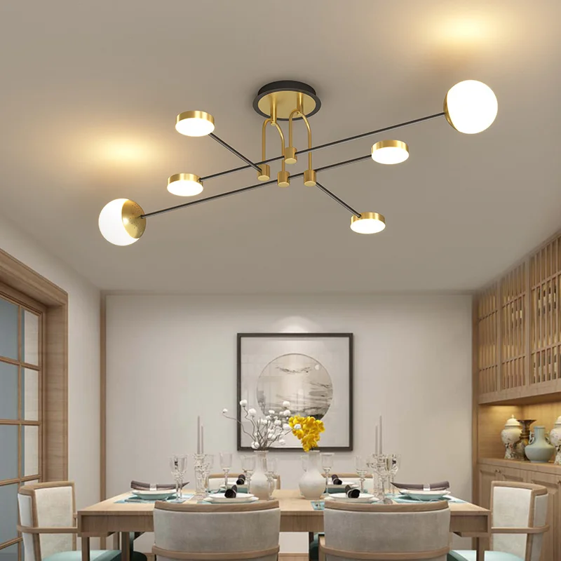 Modern LED Suspension Ceiling Lamp Decoration for Living Room Kitchen Bedroom Black Gold Frame Hanging Chandelier Indoor Fixture | Освещение