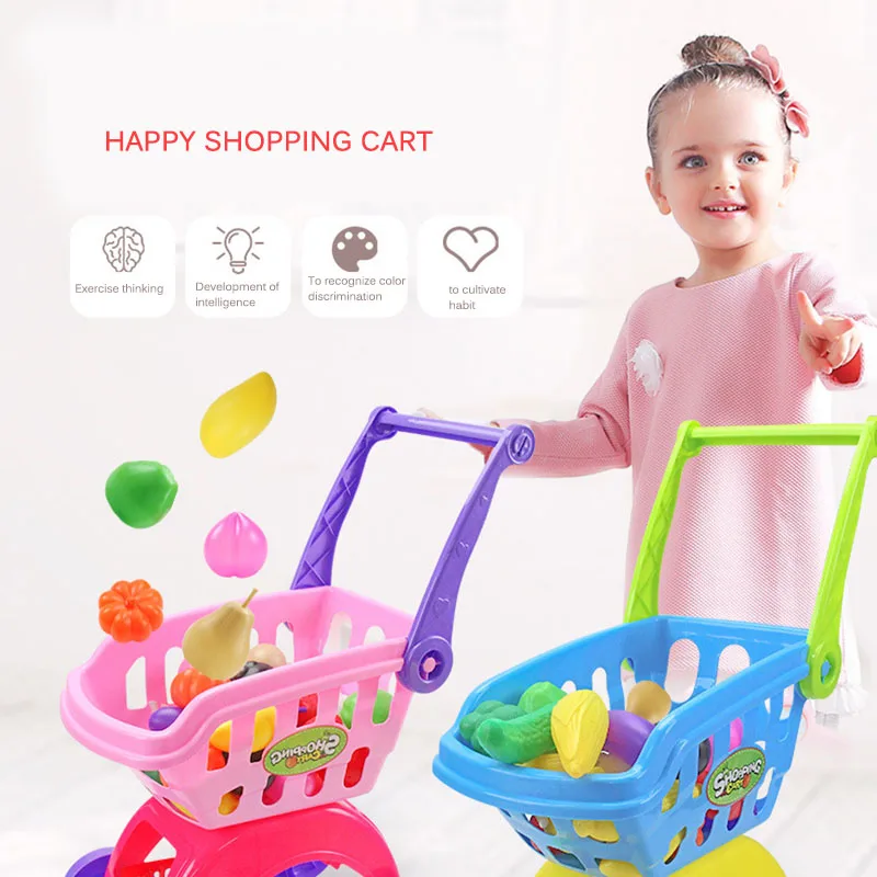 Enfants Enfants Shopping Trolley Chariot Role Playing Toy Set plastique fruits 