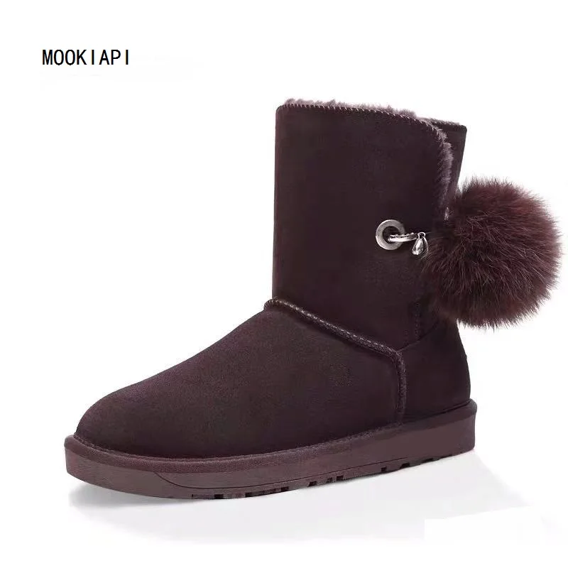 

The latest high-quality women's shoes in Europe in 2019, real cowhide, artificial wool, mid-barrel laced snow boots,7 colors