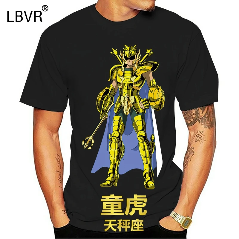 Черная Базовая футболка аниме серия манга Saint Seiya Libra 3 Япония | Мужская одежда