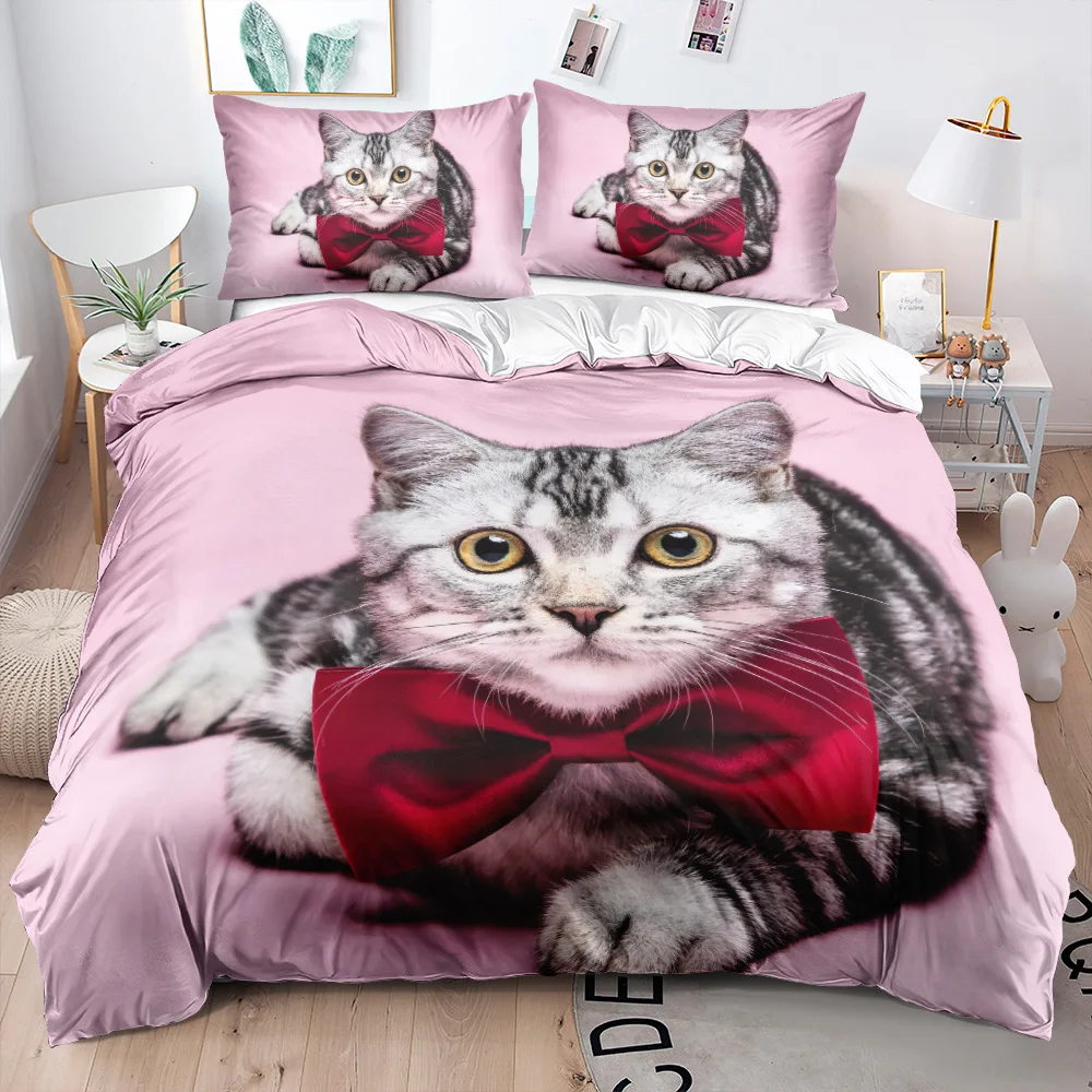 Lovely Pet Cat Bedding Set Animal Printed Covers Single Double King Queen Size Cute Cats Duvet Cover Sets Linen clothes