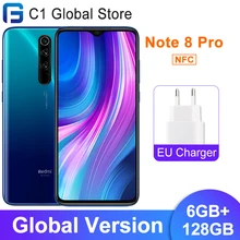 Versão global xiaomi redmi nota 8 pro 6gb ram 128gb rom smartphone nfc 64mp quad câmera mtk helio g90t octa núcleo 4500mah