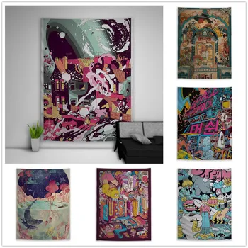 

Color Poster Illustration Anime Tapestry Art Wall Hanging Sofa Table Bed Cover Home Decor Dorm Gift