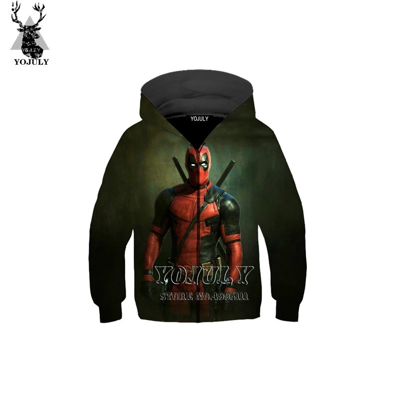 16 YOJULY/детская повседневная толстовка на молнии с 3D-принтом «Marvel Deadpool» и «Человек-паук»; толстовки с капюшоном; Одежда для мальчиков и девочек; куртка; C96 - Цвет: 16
