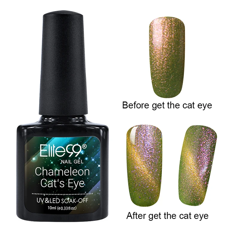 Elite99 10ml Nail Art Galaxy Cat Eye Gel Polish Glitter Nail Cat Eye Gel Nail Polish Soak Off Magnet Stick Black Base Needed - Color: 3324