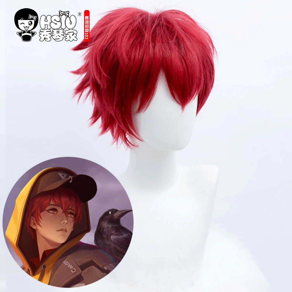 HSIU игра король славы Косплей кожа Лю Бэй косплей парик короткие красные