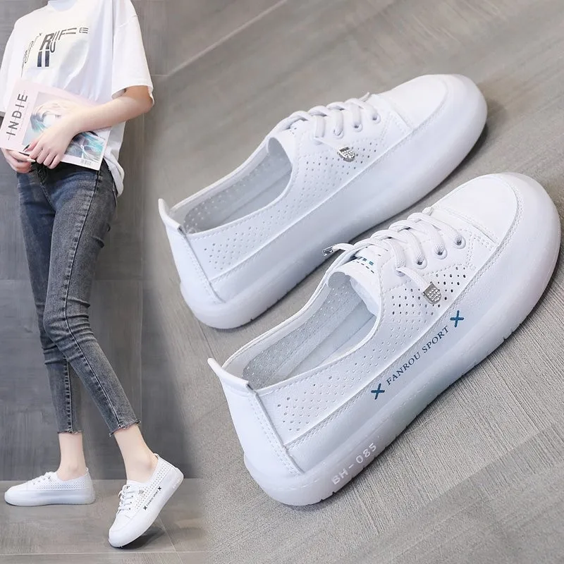 PROD 1005002869263877 Women Genuine Leather Sneakers White Casual Shoes
Fashionable Comfortable Vulcanized Shoe Woman Lace-up Flats Autumn
Sneaker