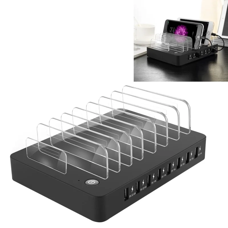 

Multi-functional 50W DC5V/10A Maximum Output 8 Port USB with Stand Low Power Smart Charger
