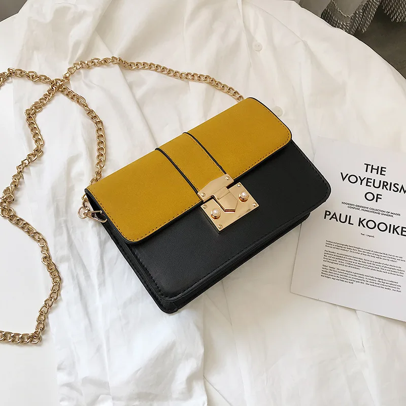 

2019 New Style Korean-style Iron Chain Contrast Color Shoulder Bag Casual Versatile Single-shoulder Bag for Women Fashion Women'